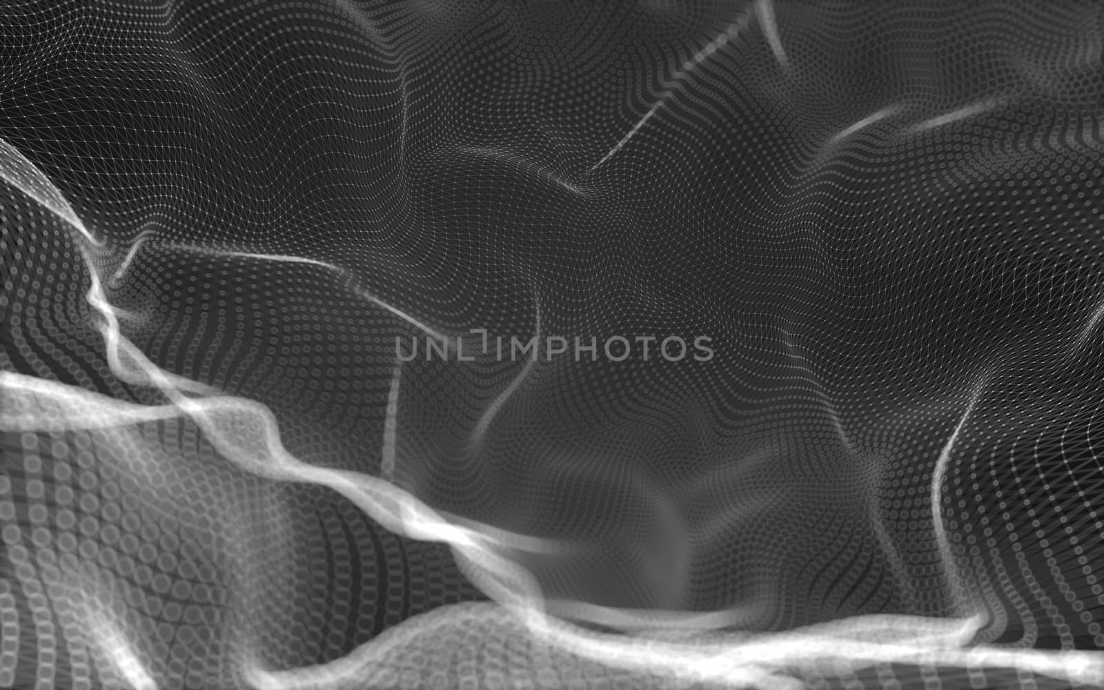 Abstract polygonal space low poly dark background with connecting dots and lines. Connection structure. 3d rendering