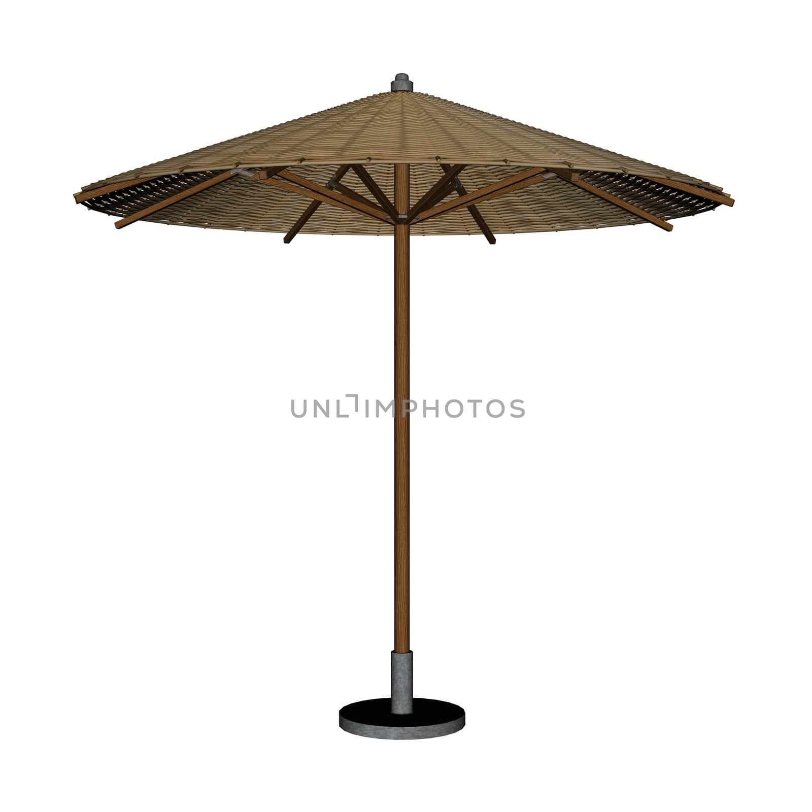 Beach umbrella isolated in white background - 3D render