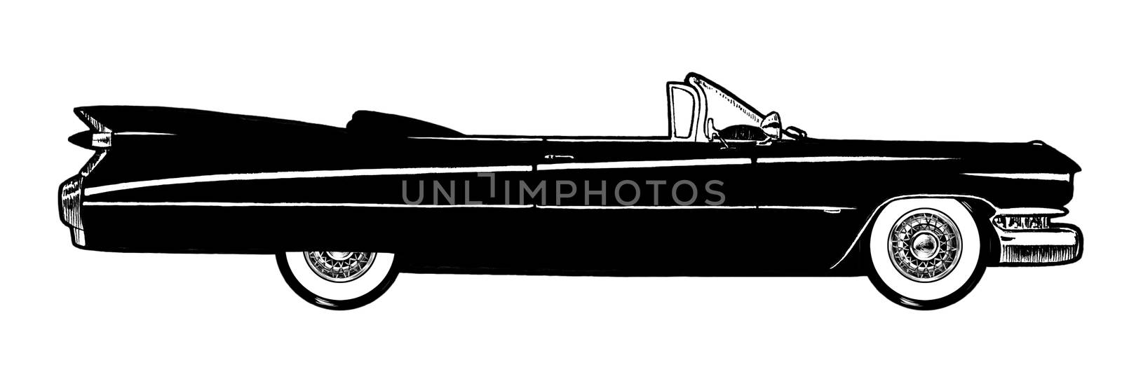 Black Classic Retro Car Isolated on White Background by Multipedia