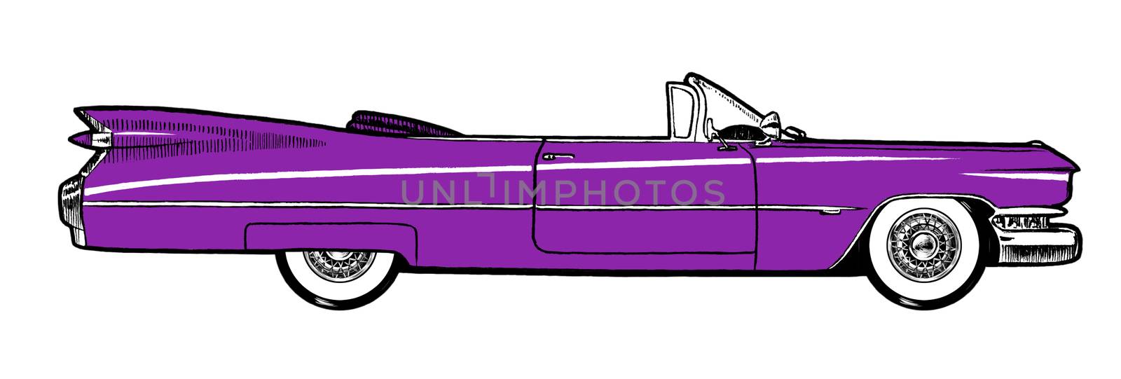 Purple Classic Retro Car Isolated on White Background by Multipedia