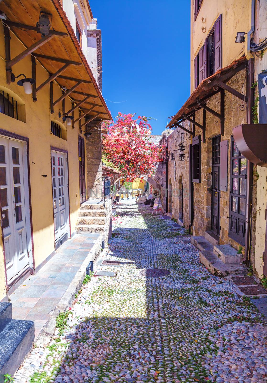 Photo of the old town  street, Rhodes island, Greece