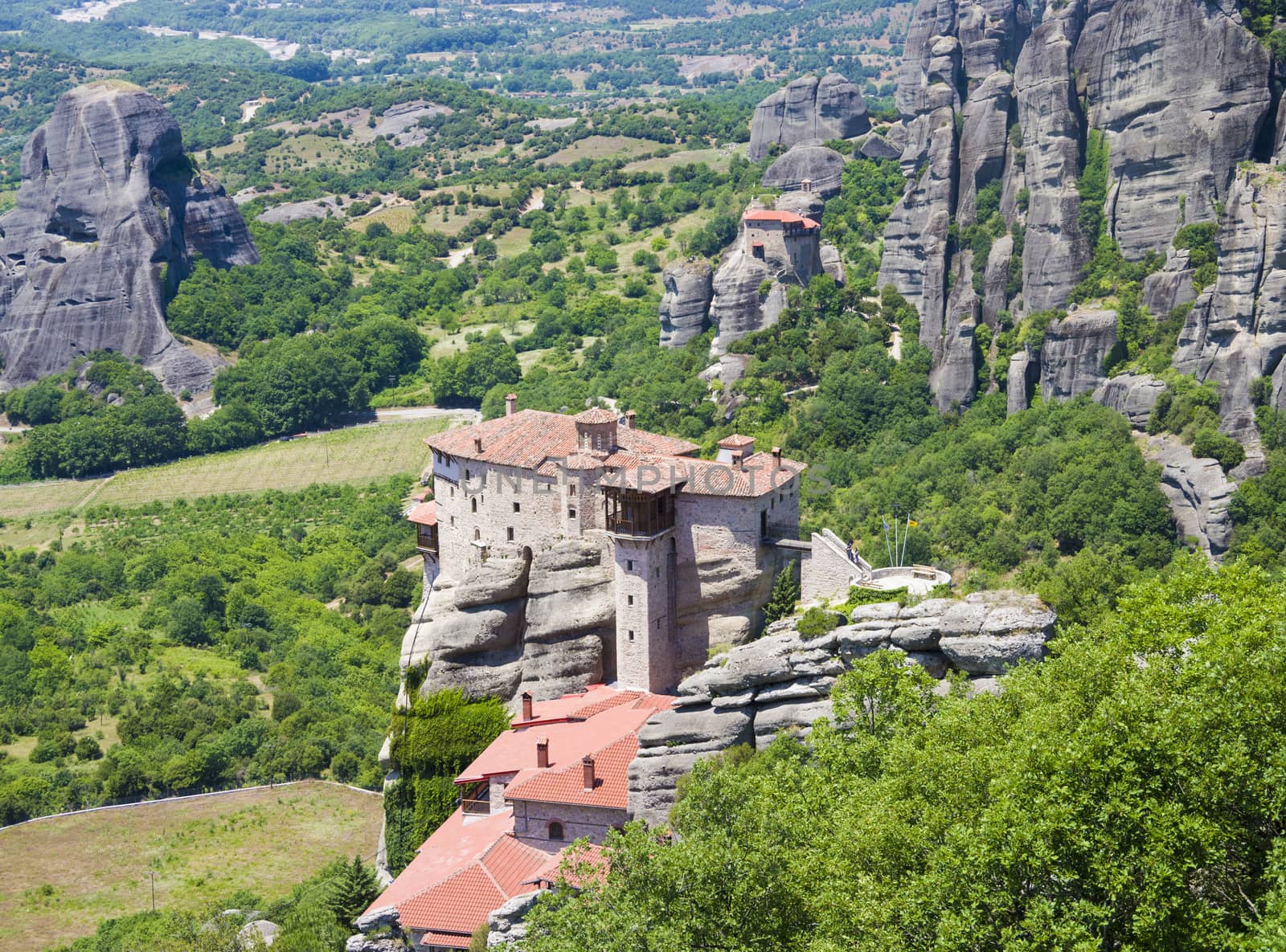 view of the ancient Greek monasteries located in the mountains
