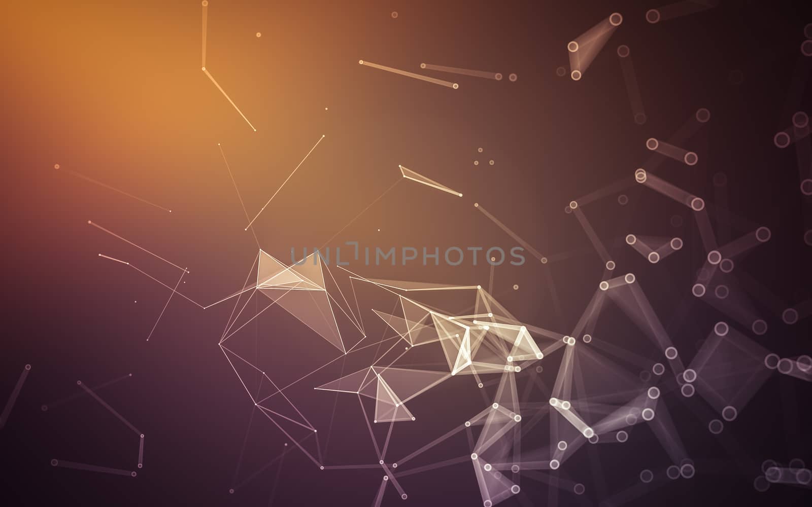 Abstract polygonal space low poly dark background, 3d rendering by teerawit