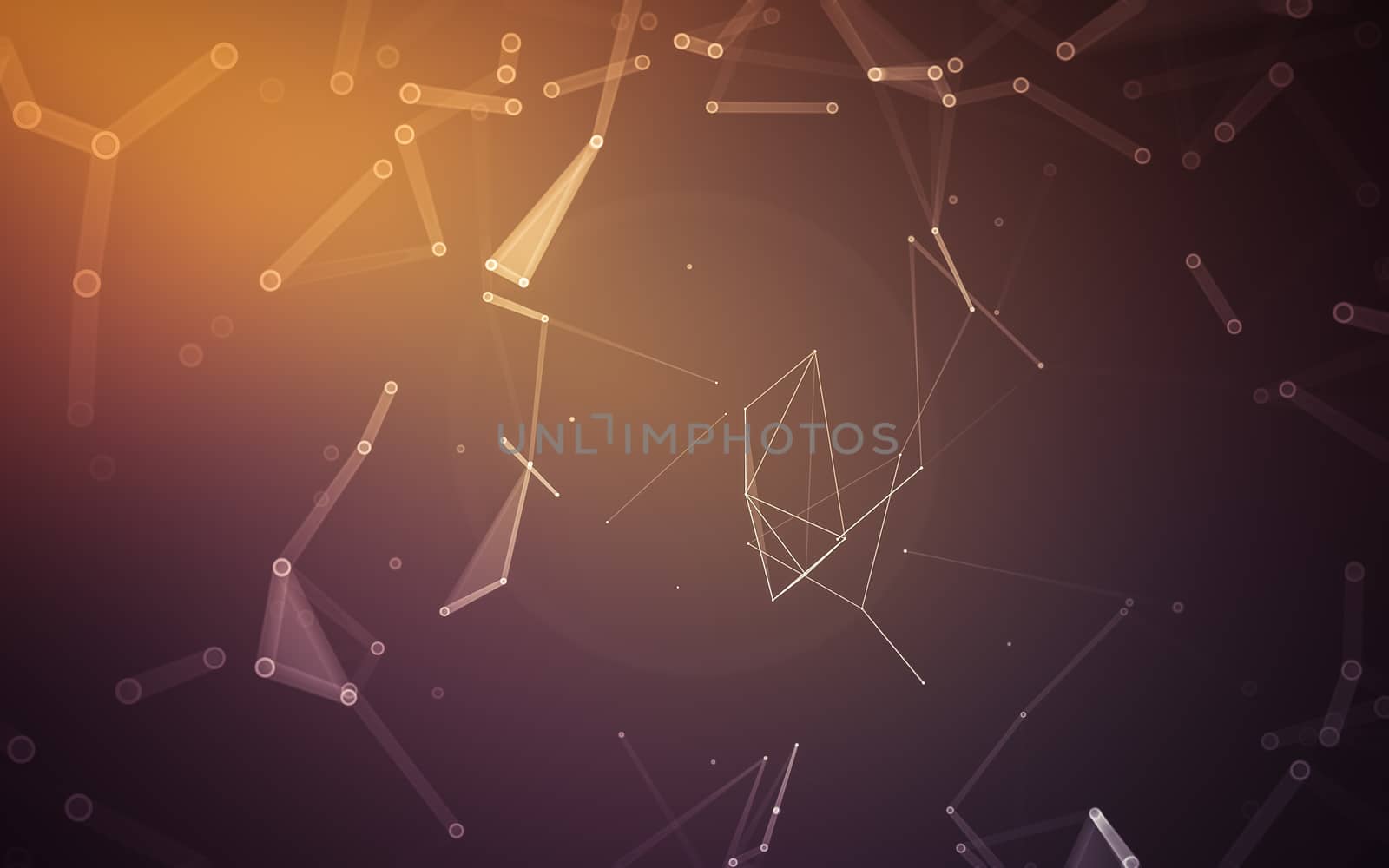 Abstract polygonal space low poly dark background, 3d rendering by teerawit