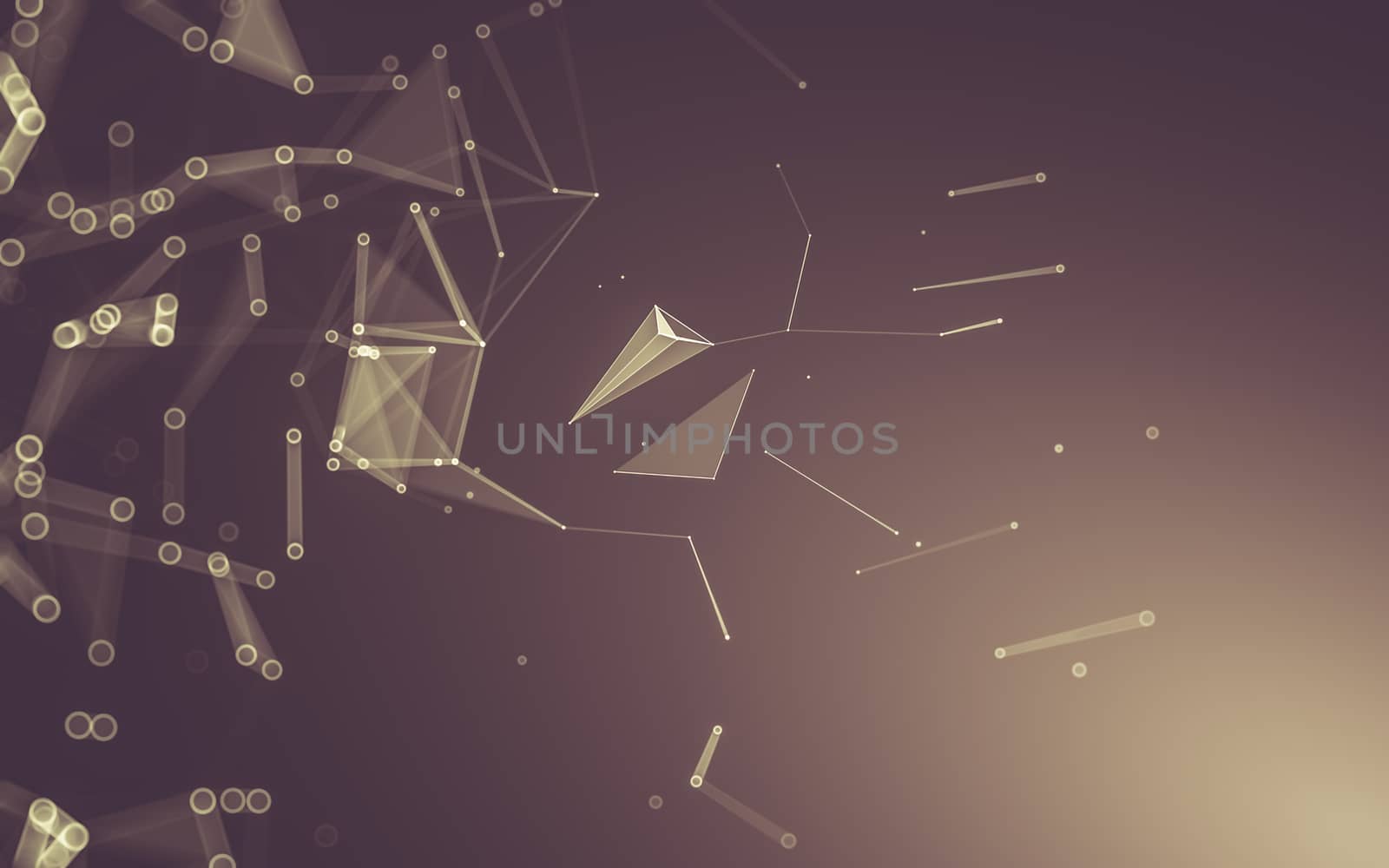 Abstract polygonal space low poly dark background, 3d rendering by teerawit