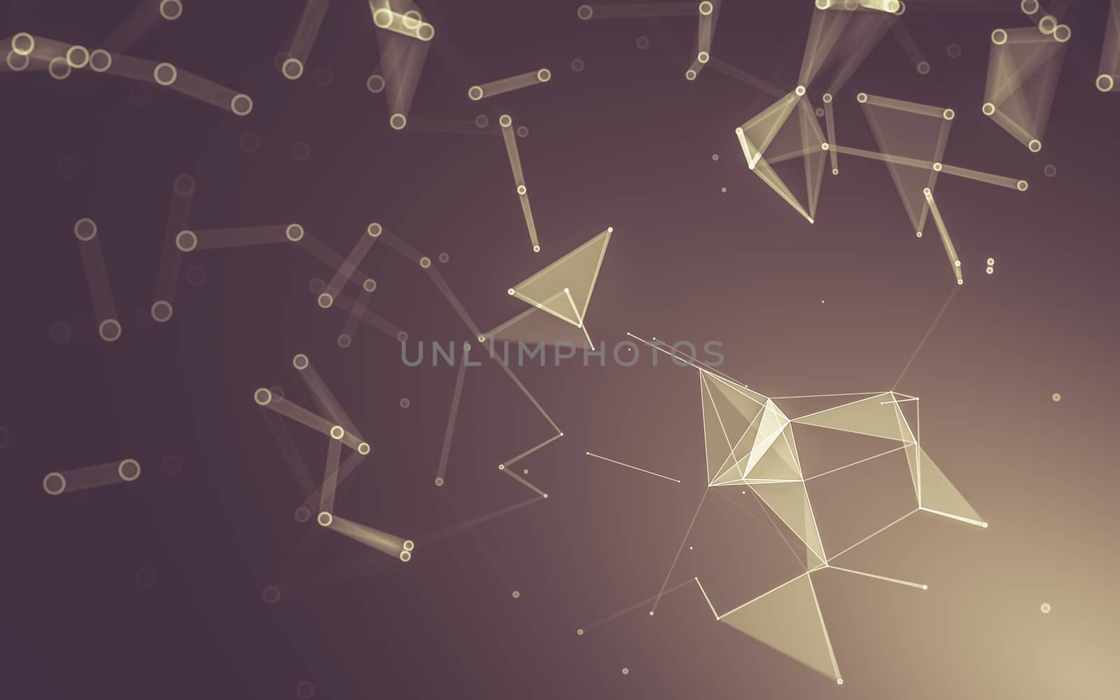 Abstract polygonal space low poly dark background with connecting dots and lines. Connection structure. 3d rendering