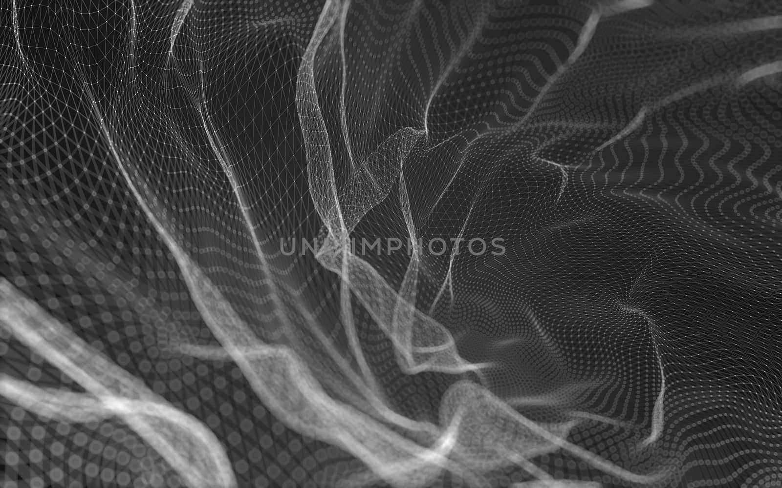 Abstract polygonal space low poly dark background with connecting dots and lines. Connection structure. 3d rendering