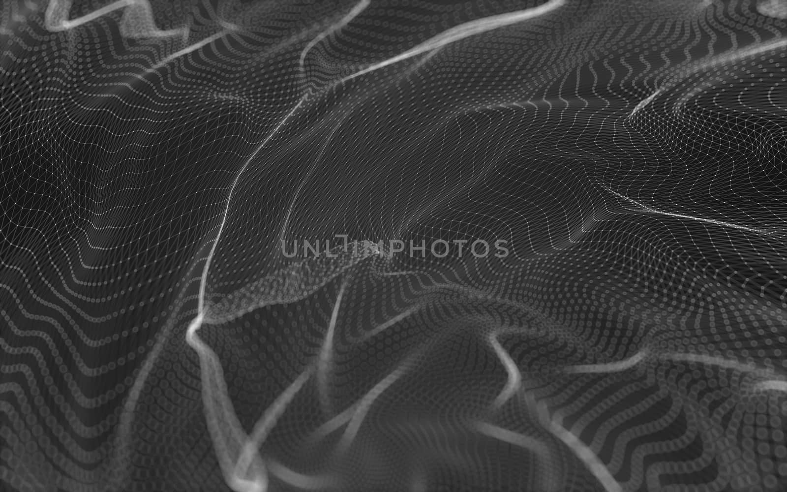 Abstract polygonal space low poly dark background with connecting dots and lines. Connection structure. 3d rendering