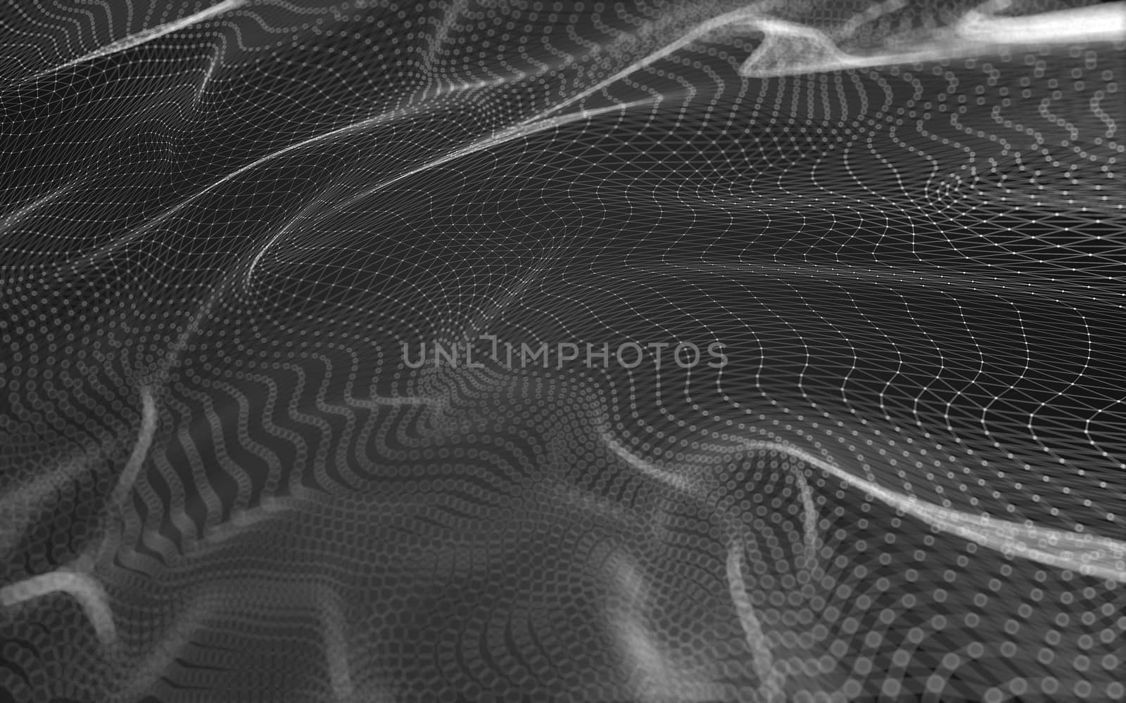 Abstract polygonal space low poly dark background with connecting dots and lines. Connection structure. 3d rendering