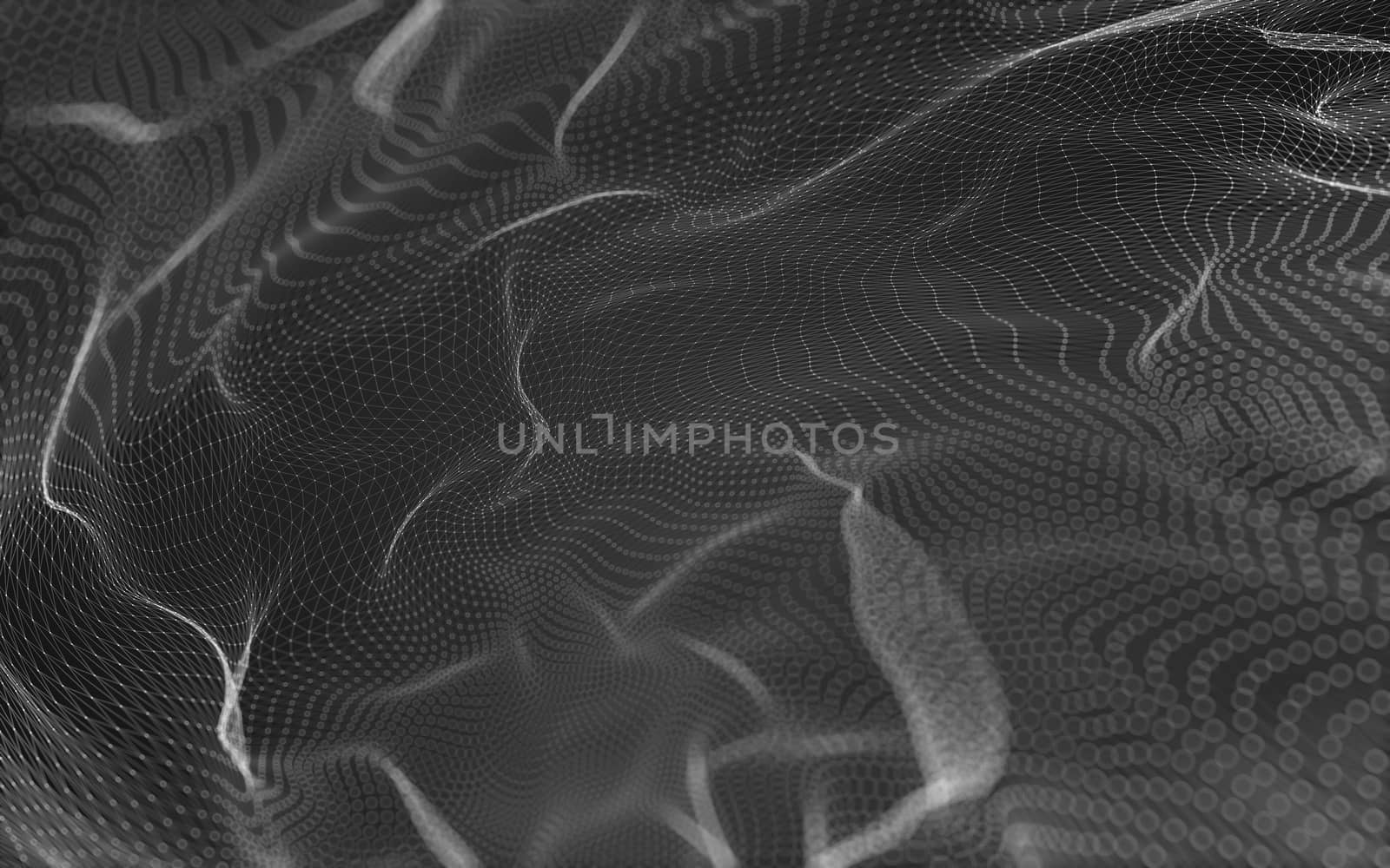 Abstract polygonal space low poly dark background, 3d rendering by teerawit