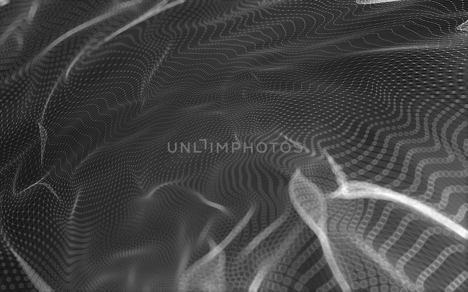 Abstract polygonal space low poly dark background with connecting dots and lines. Connection structure. 3d rendering