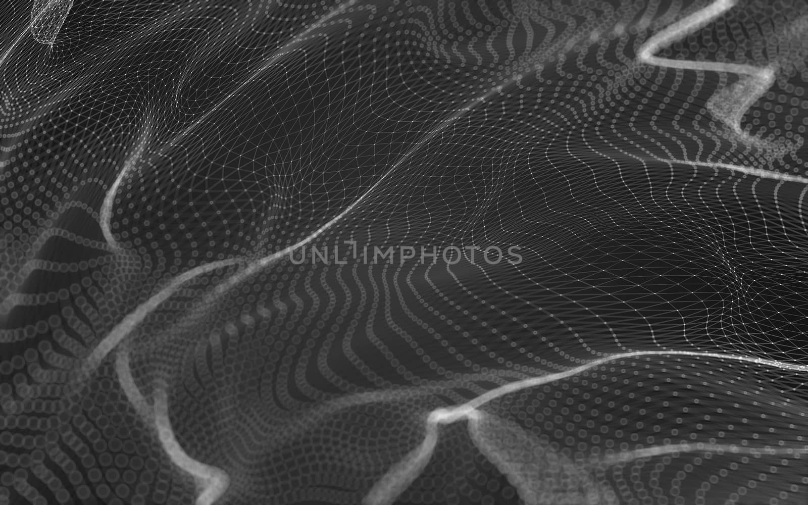 Abstract polygonal space low poly dark background with connecting dots and lines. Connection structure. 3d rendering