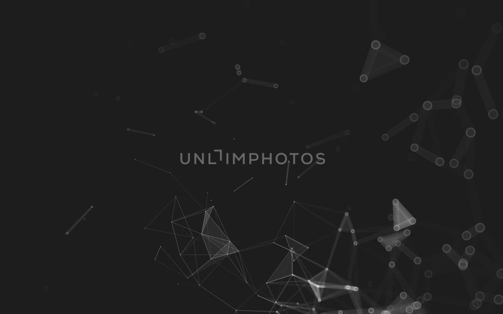 Abstract polygonal space low poly dark background with connecting dots and lines. Connection structure. 3d rendering