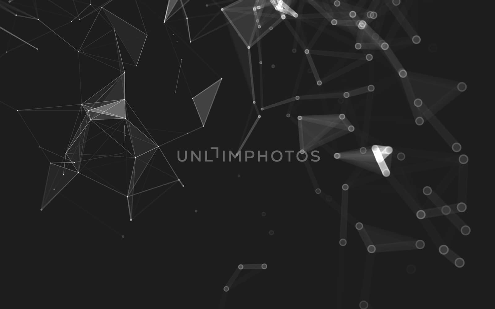 Abstract polygonal space low poly dark background with connecting dots and lines. Connection structure. 3d rendering