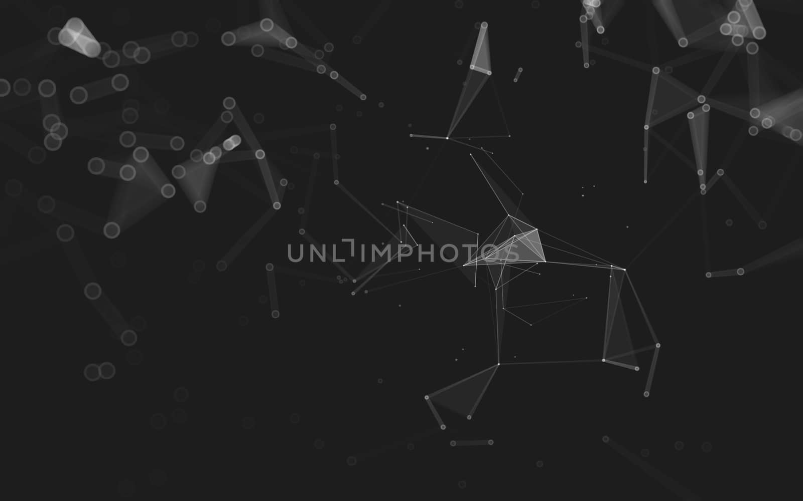 Abstract polygonal space low poly dark background with connecting dots and lines. Connection structure. 3d rendering