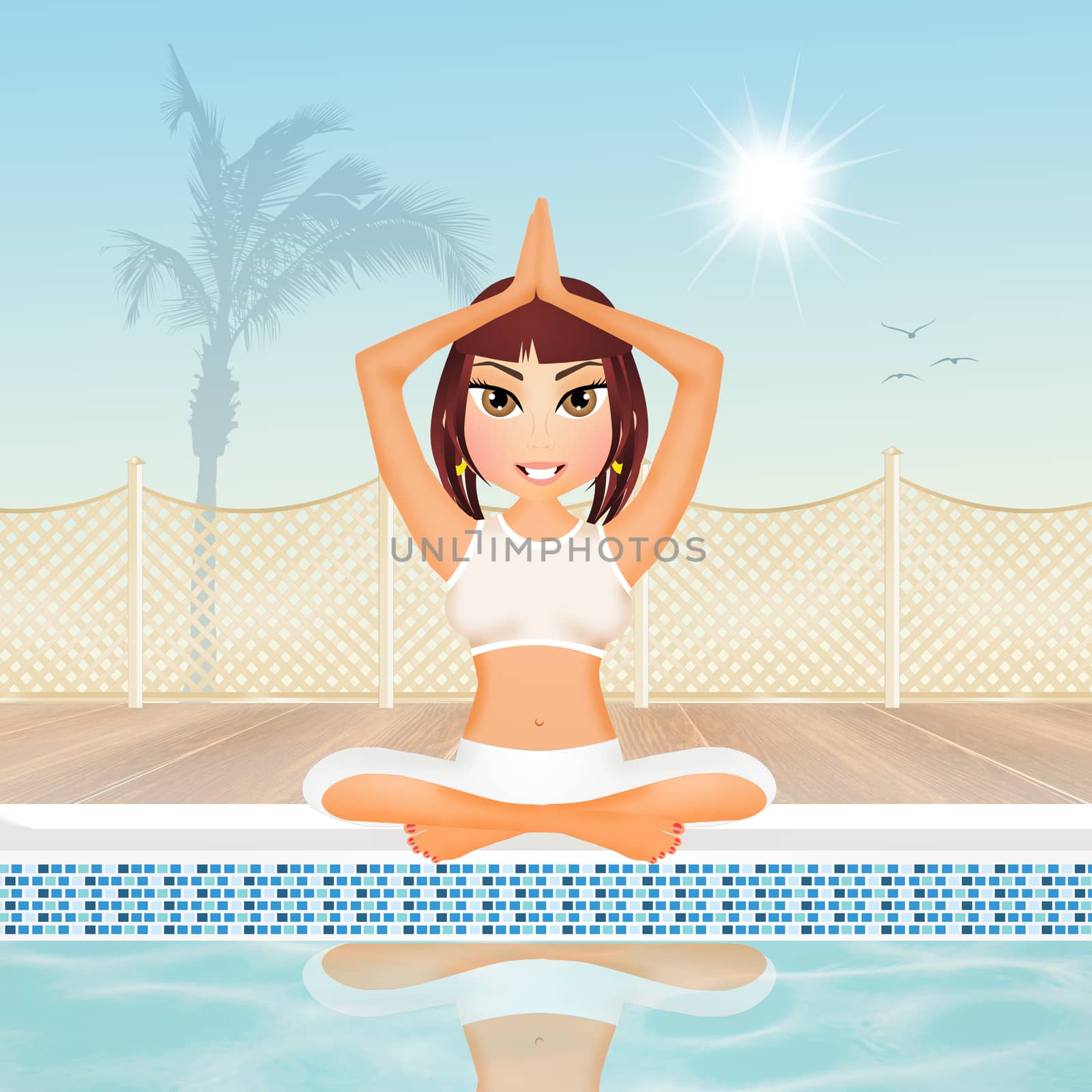 girl doing yoga by the pool by adrenalina