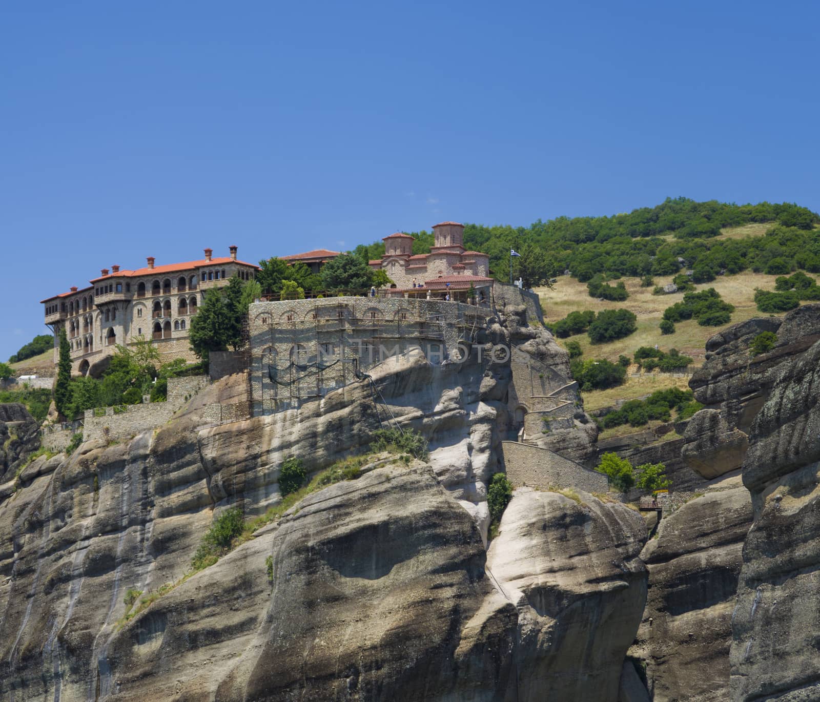 view of the ancient Greek monasteries located in the mountains