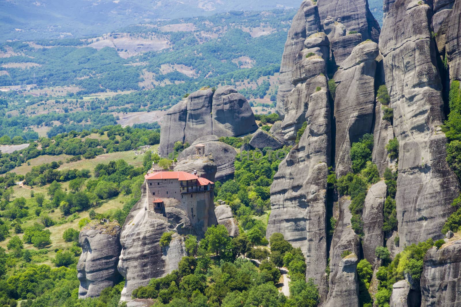 view of the ancient Greek monasteries located in the mountains