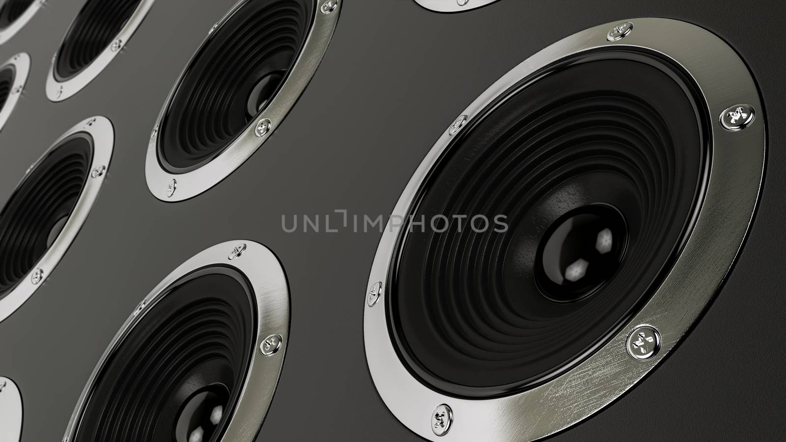 sound speakers stereo system Hi-Fi 3d illustration by Lupen