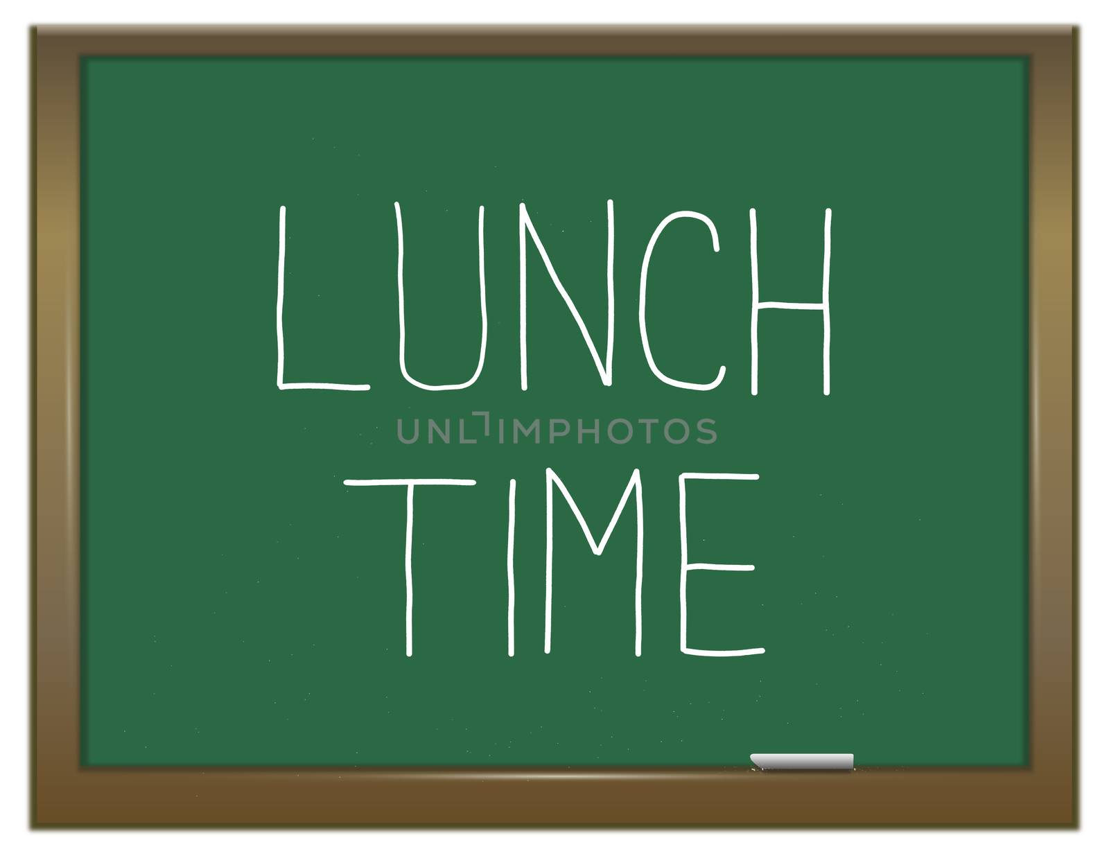 Illustration depicting a green chalkboard with a lunch time concept.