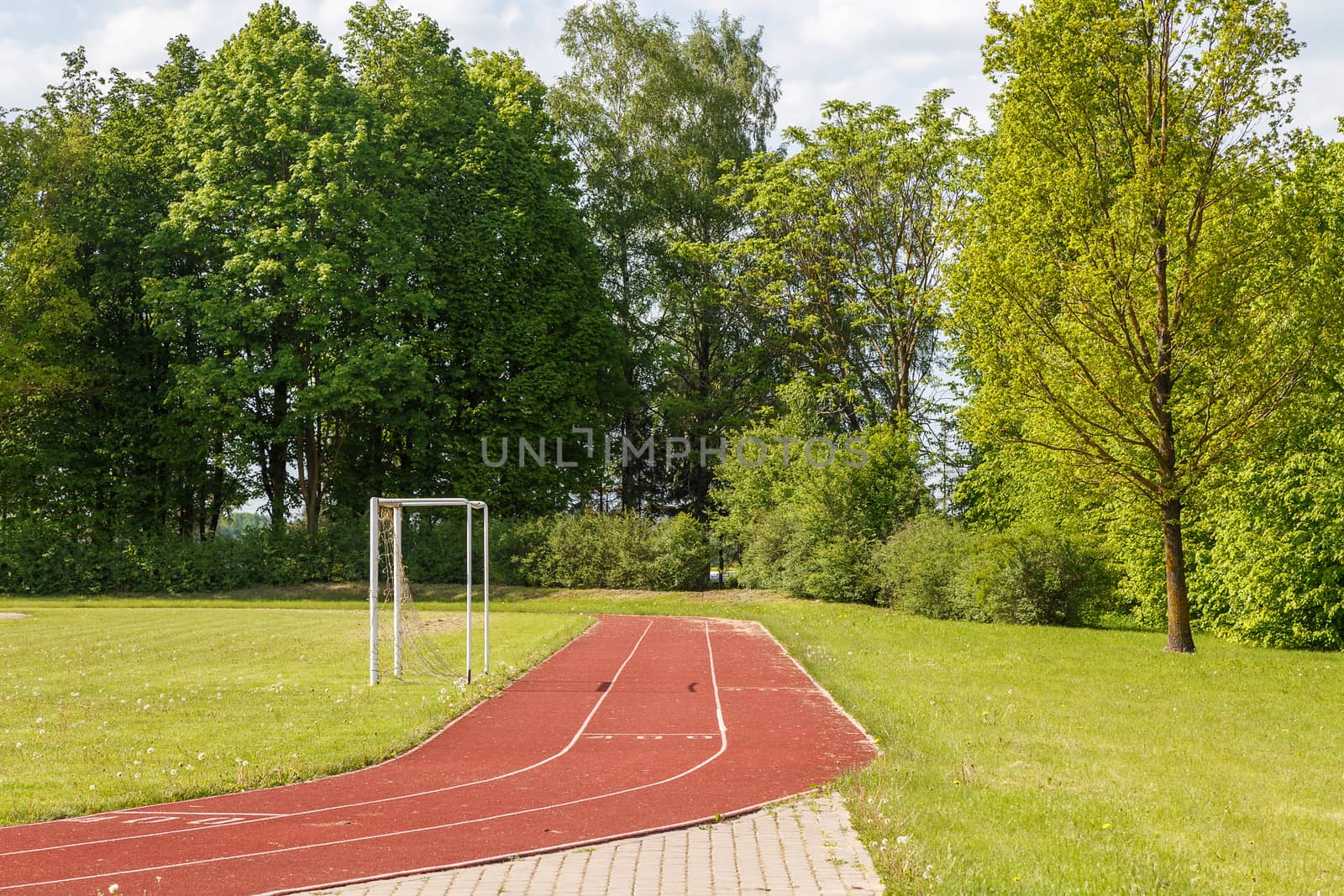 fragment of  running track in the village,Code,Latvia