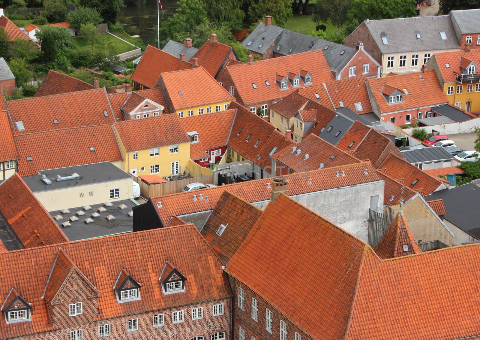 City with Red Tile Roof in Birdseye Perspective by HoleInTheBox