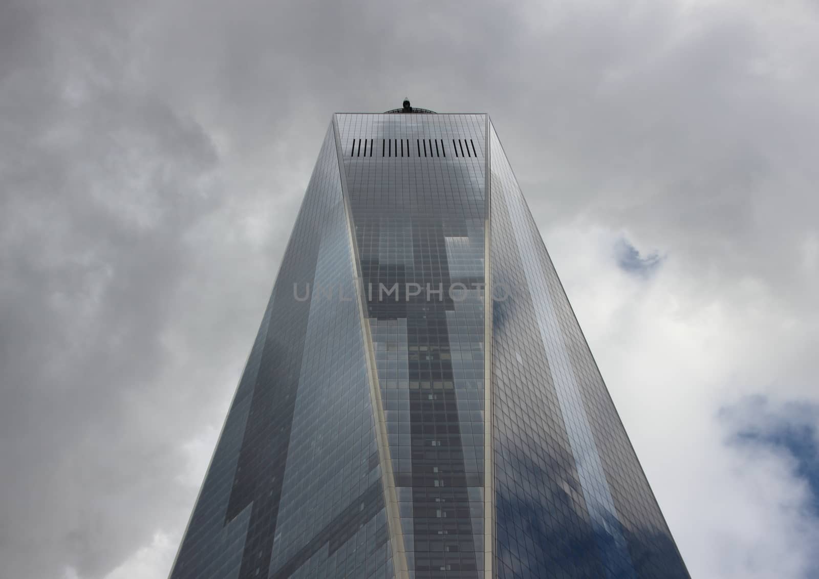 Freedom Tower One World Trade Center New York with Dramatic Clouds