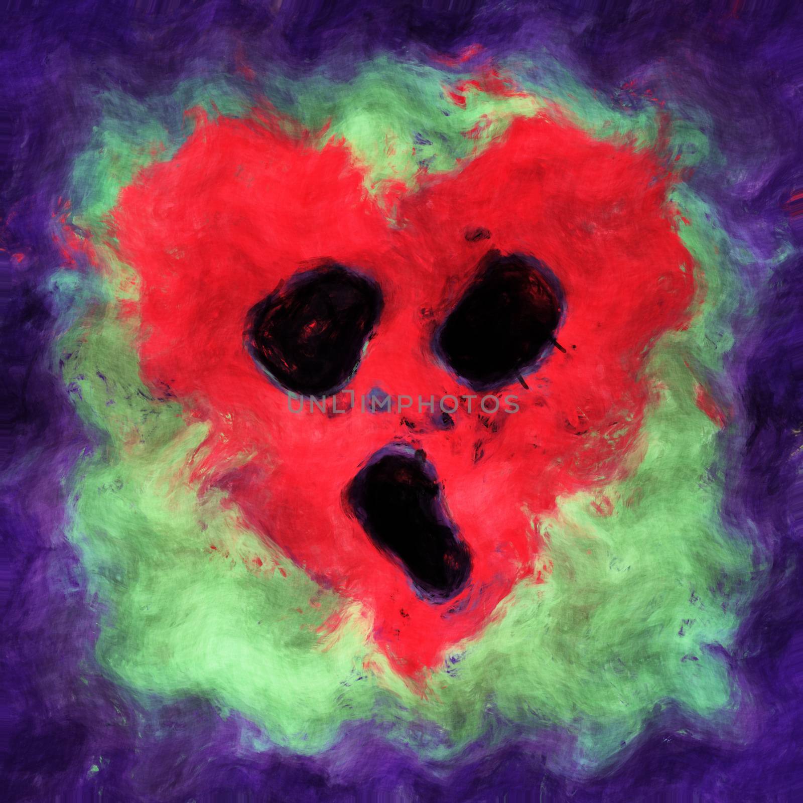 Illustration of a hopeless screaming heart