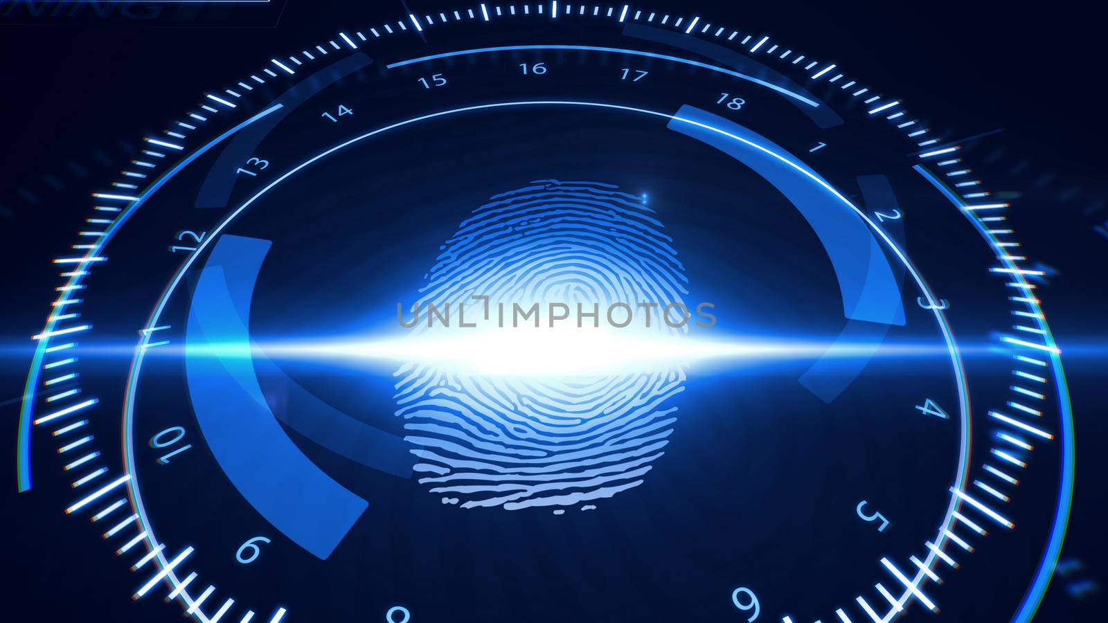 3D rendering of Abstract Fingerprint Scanning.Technology Concept. Blue color.
