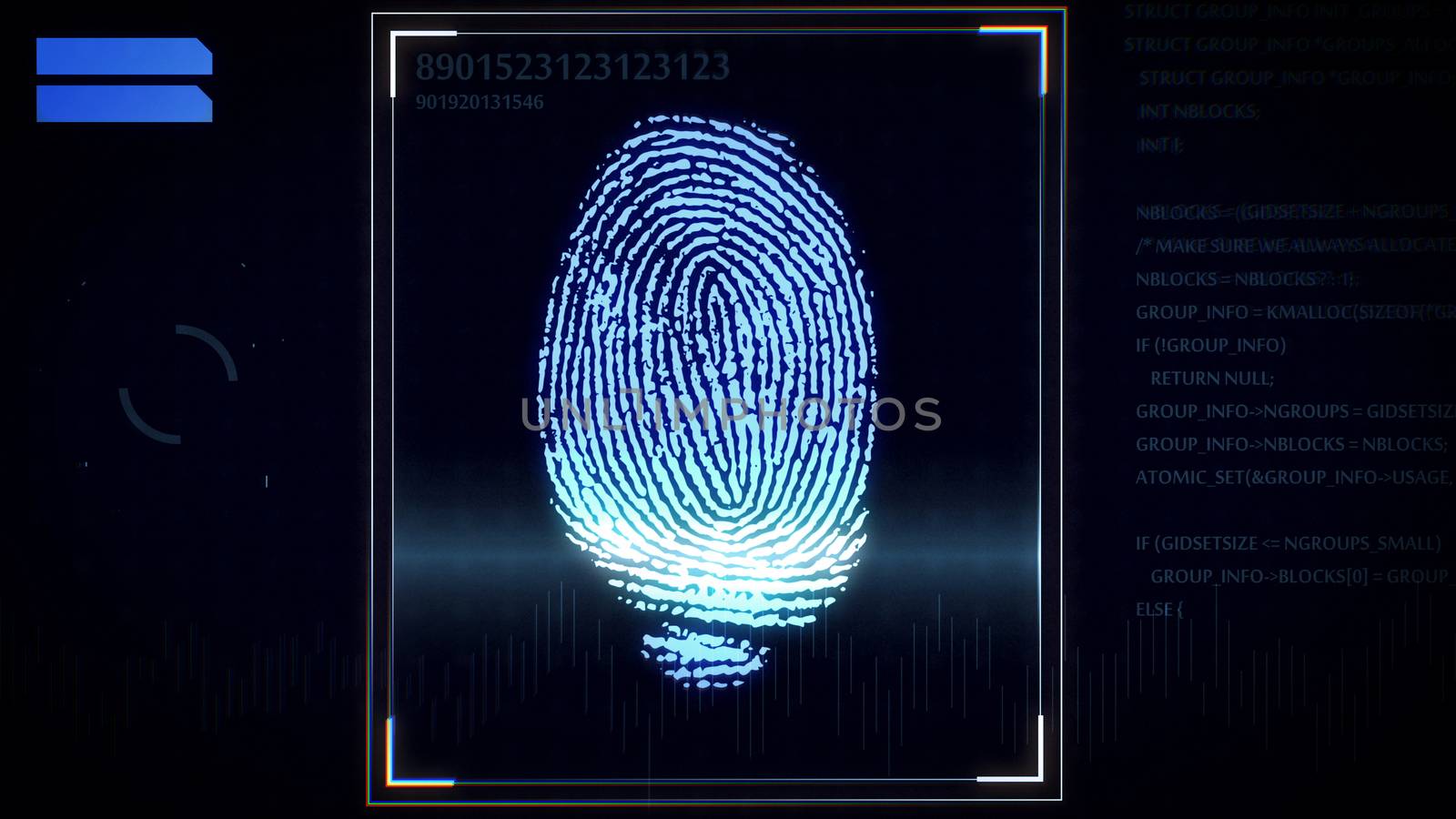3D rendering of Fingerprint scanner, identification system. 