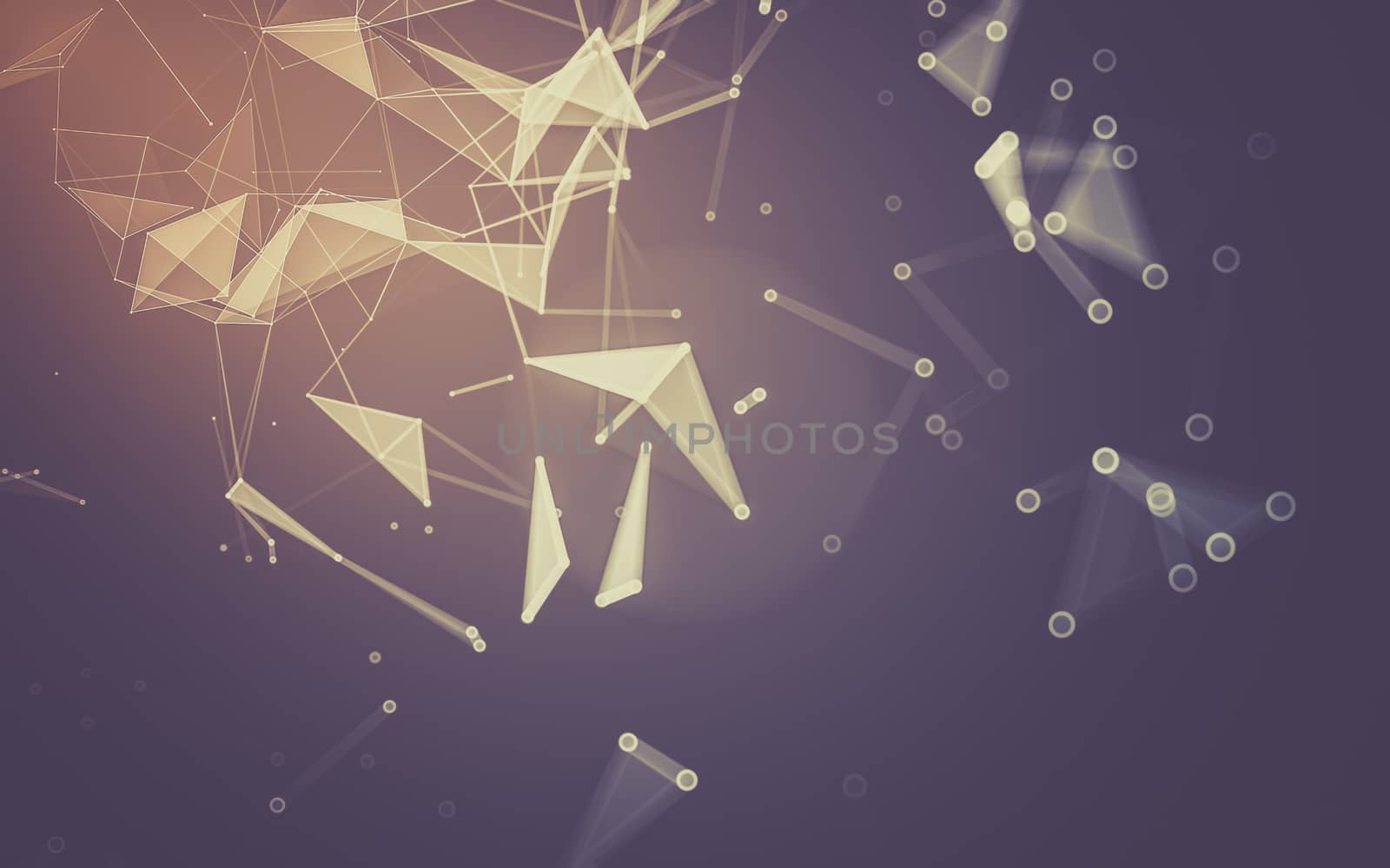 Abstract polygonal space low poly dark background, 3d rendering by teerawit