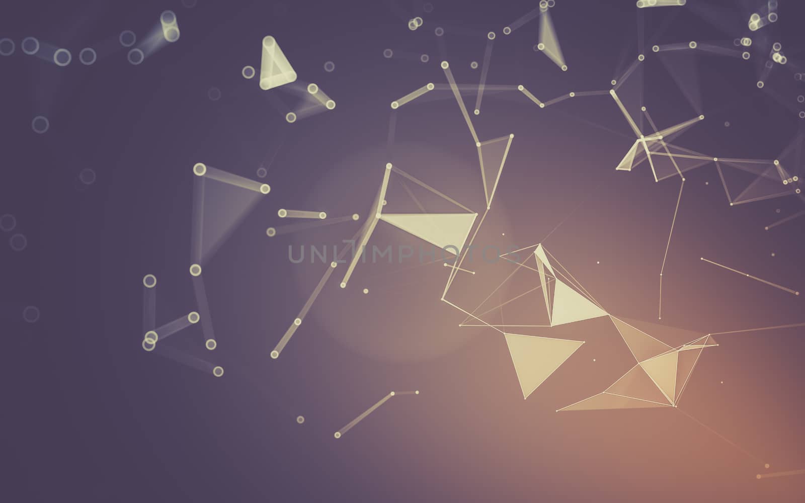 Abstract polygonal space low poly dark background, 3d rendering by teerawit