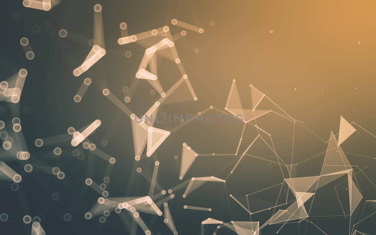 Abstract polygonal space low poly dark background with connecting dots and lines. Connection structure. 3d rendering