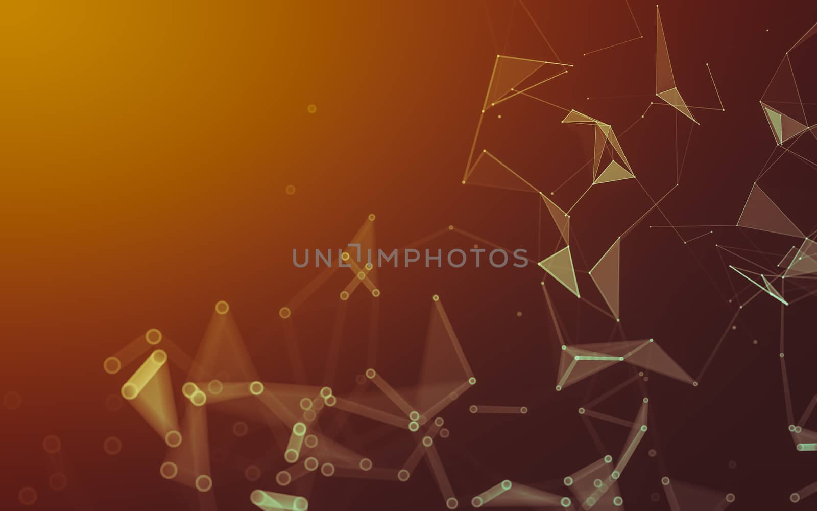 Abstract polygonal space low poly dark background with connecting dots and lines. Connection structure. 3d rendering