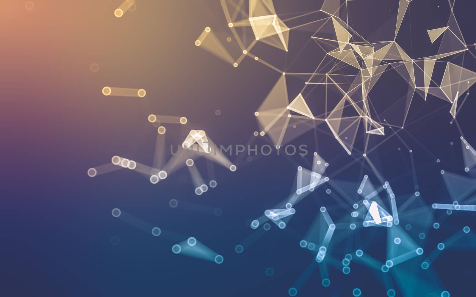 Abstract polygonal space low poly dark background, 3d rendering by teerawit