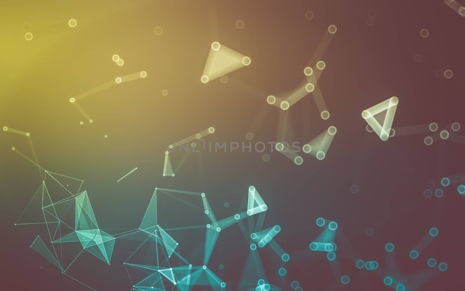 Abstract polygonal space low poly dark background with connecting dots and lines. Connection structure. 3d rendering