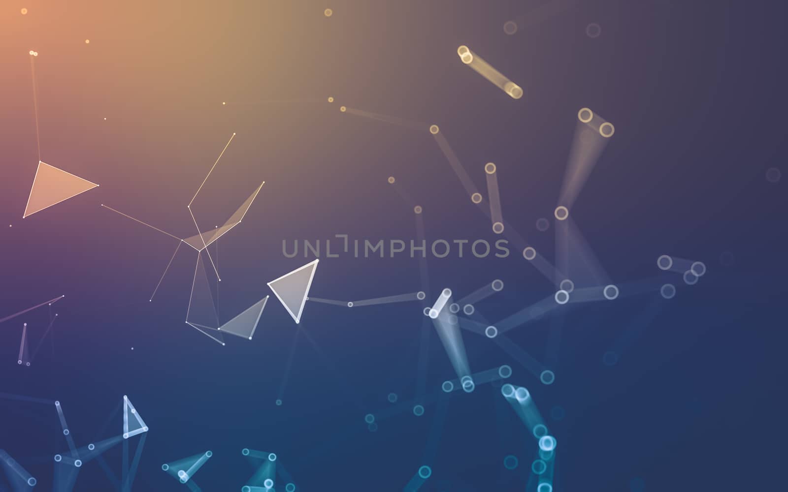 Abstract polygonal space low poly dark background with connecting dots and lines. Connection structure. 3d rendering