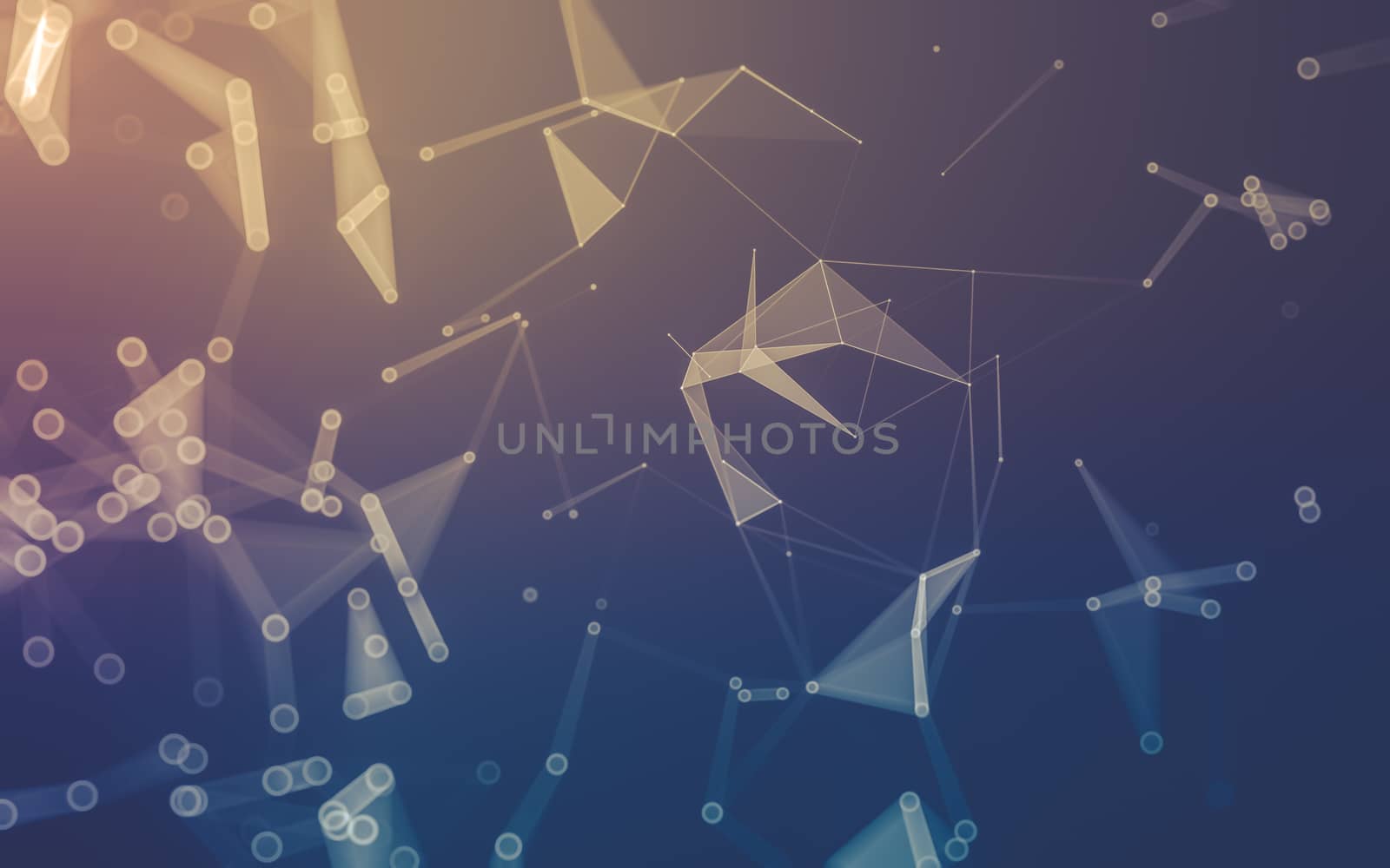 Abstract polygonal space low poly dark background, 3d rendering by teerawit