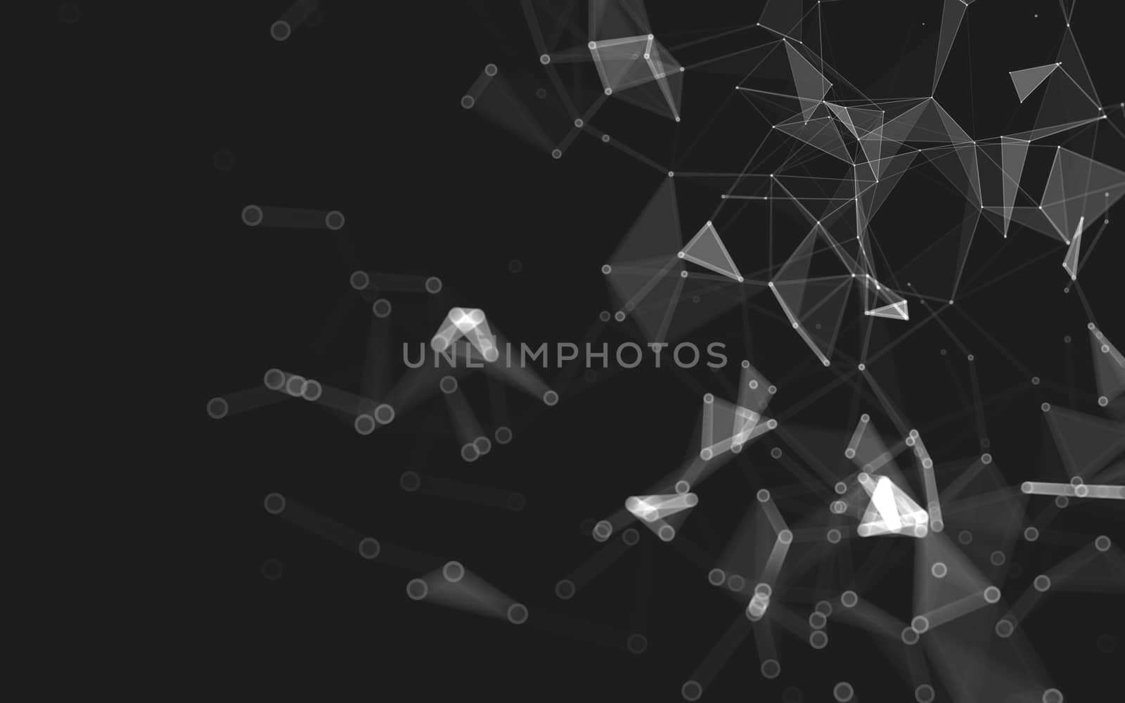 Abstract polygonal space low poly dark background with connecting dots and lines. Connection structure. 3d rendering