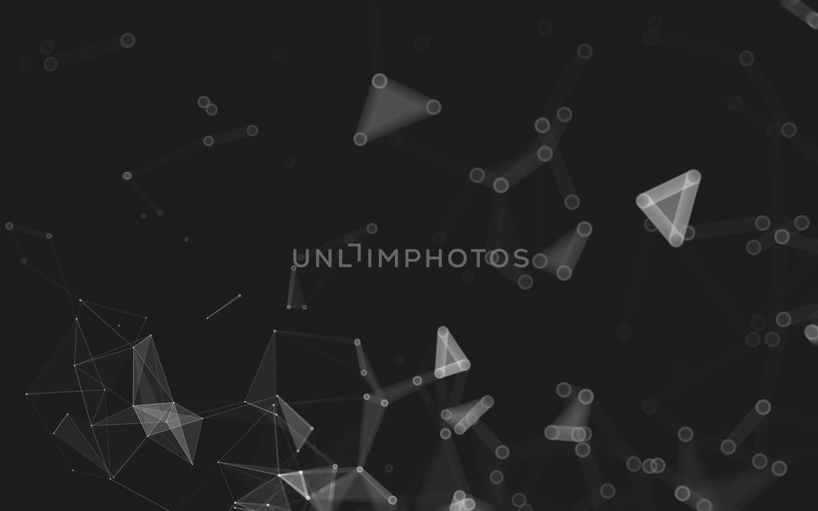 Abstract polygonal space low poly dark background with connecting dots and lines. Connection structure. 3d rendering