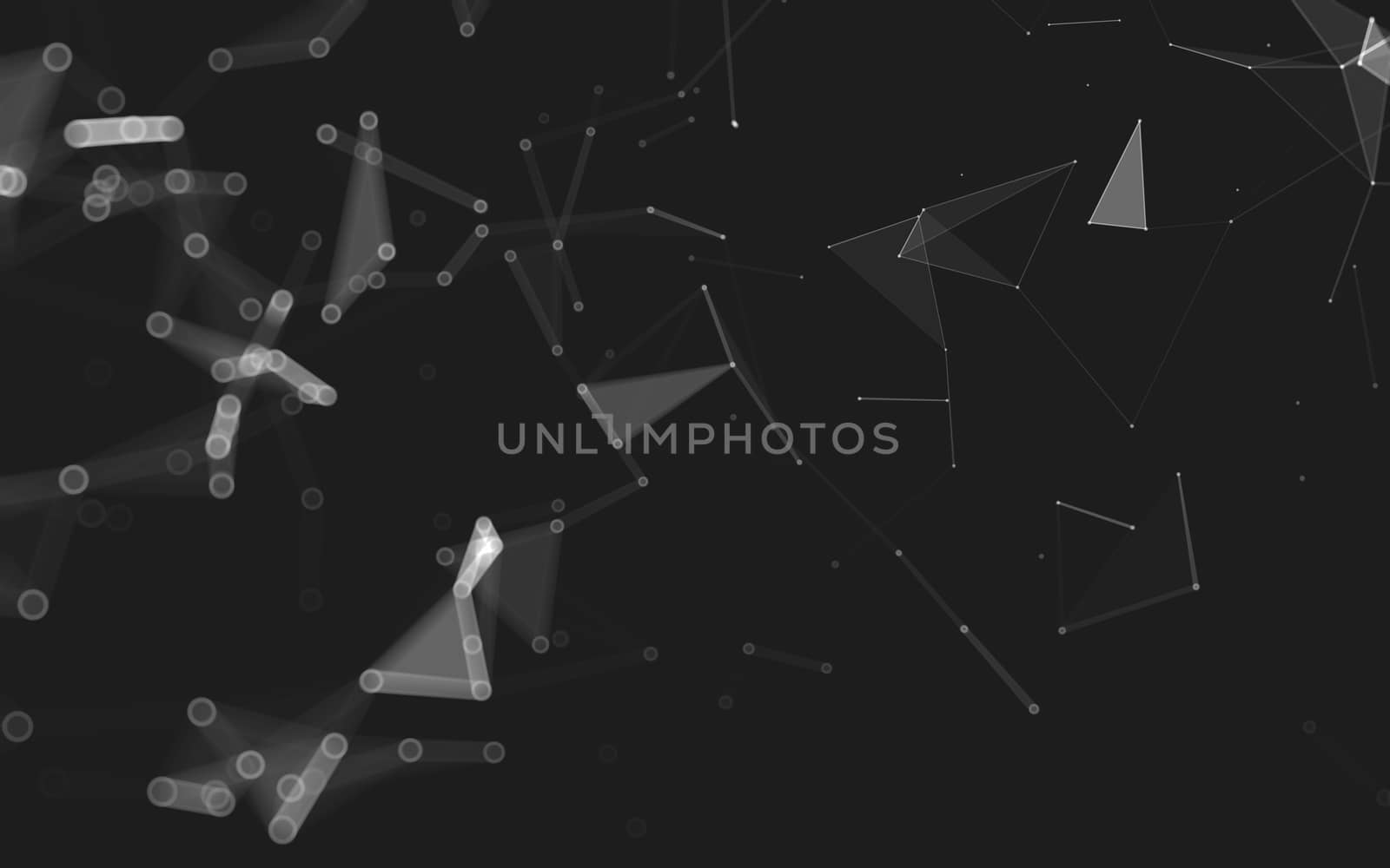 Abstract polygonal space low poly dark background with connecting dots and lines. Connection structure. 3d rendering