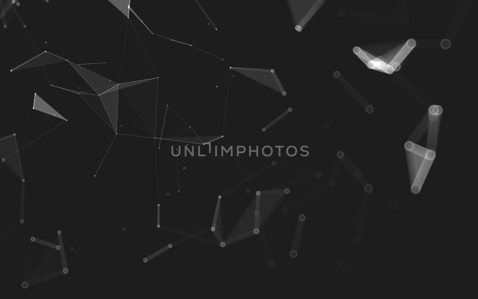 Abstract polygonal space low poly dark background with connecting dots and lines. Connection structure. 3d rendering