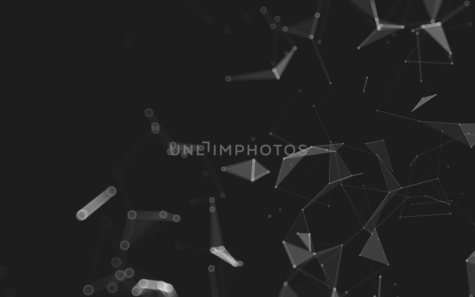 Abstract polygonal space low poly dark background with connecting dots and lines. Connection structure. 3d rendering