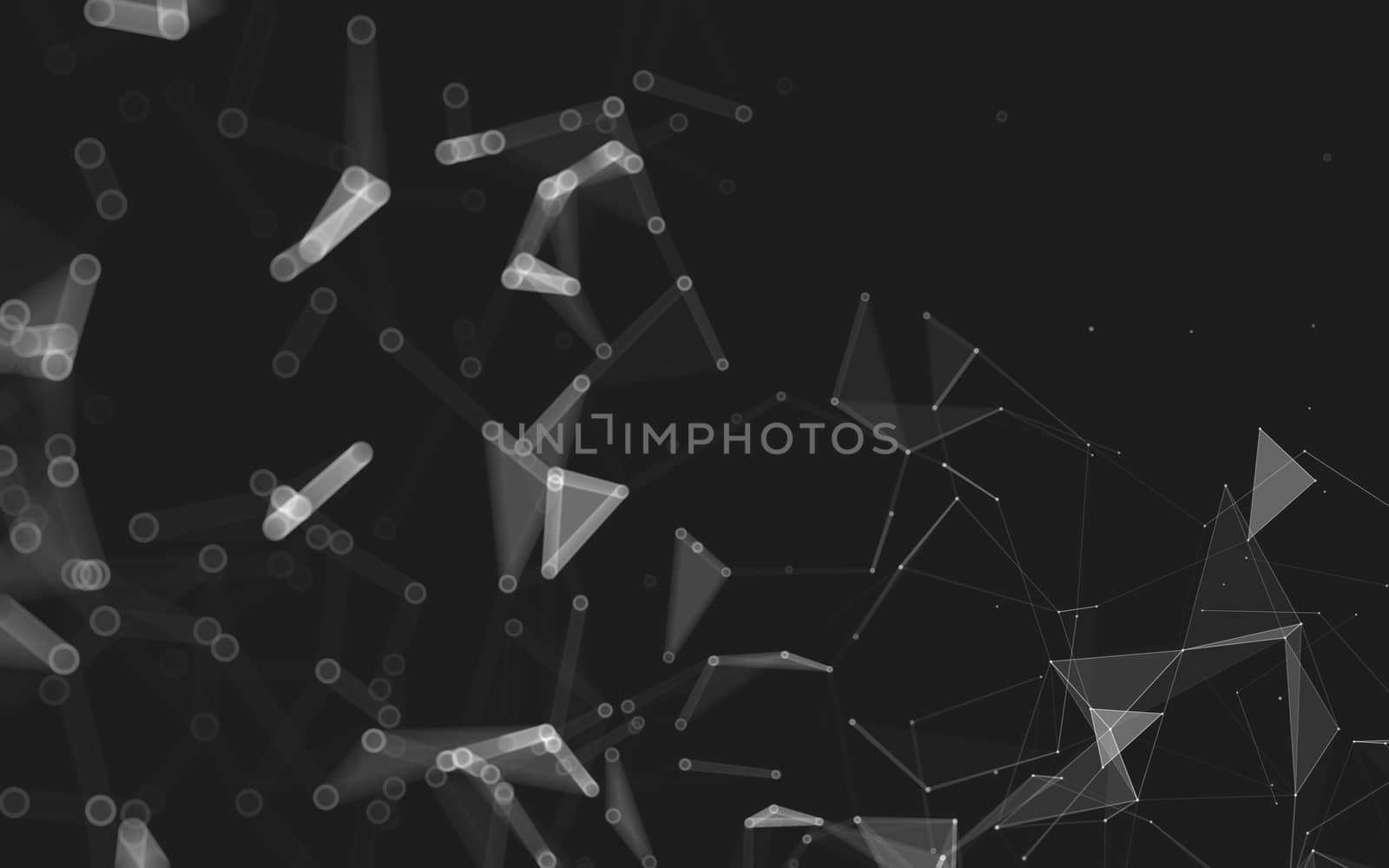 Abstract polygonal space low poly dark background with connecting dots and lines. Connection structure. 3d rendering