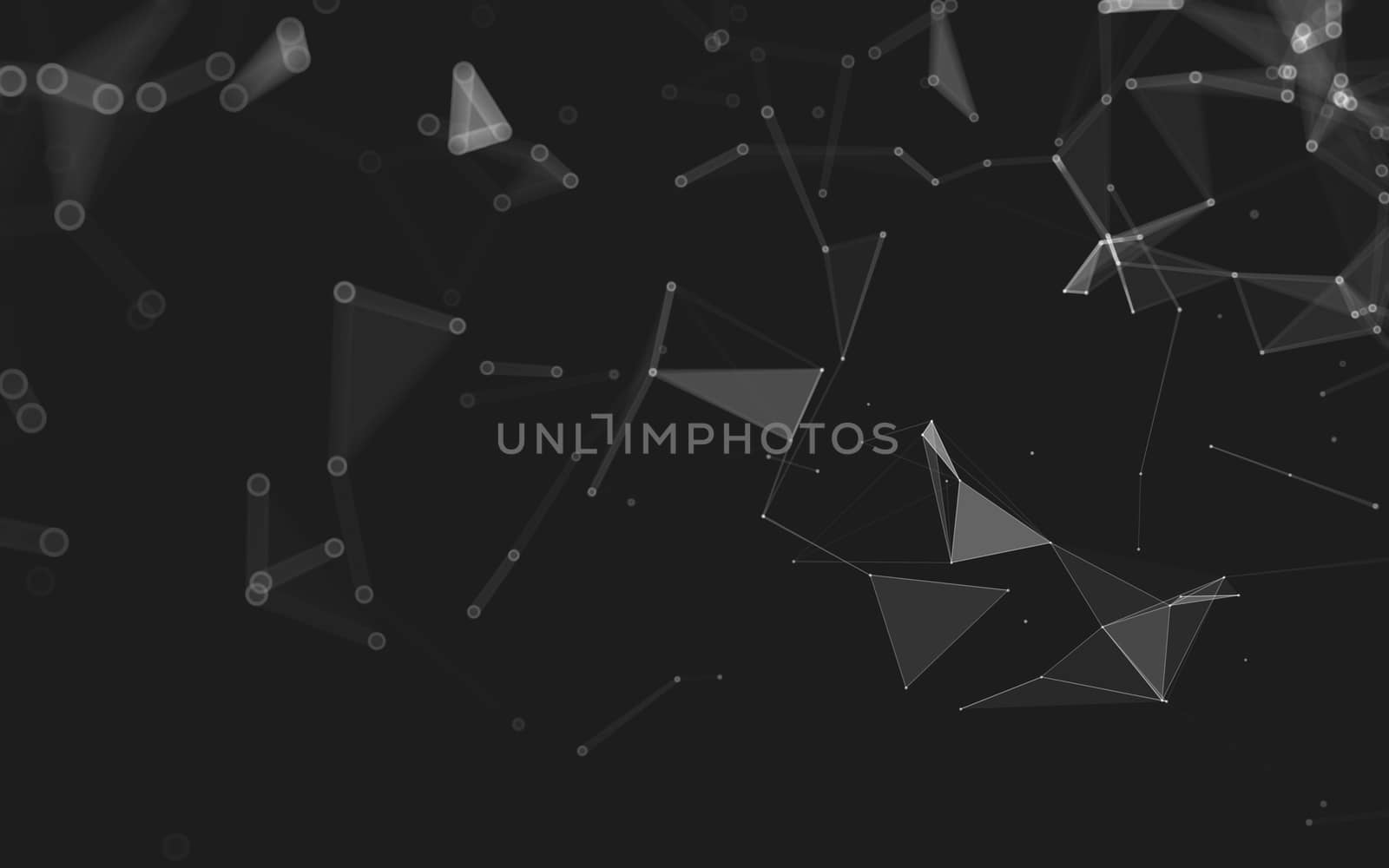 Abstract polygonal space low poly dark background with connecting dots and lines. Connection structure. 3d rendering