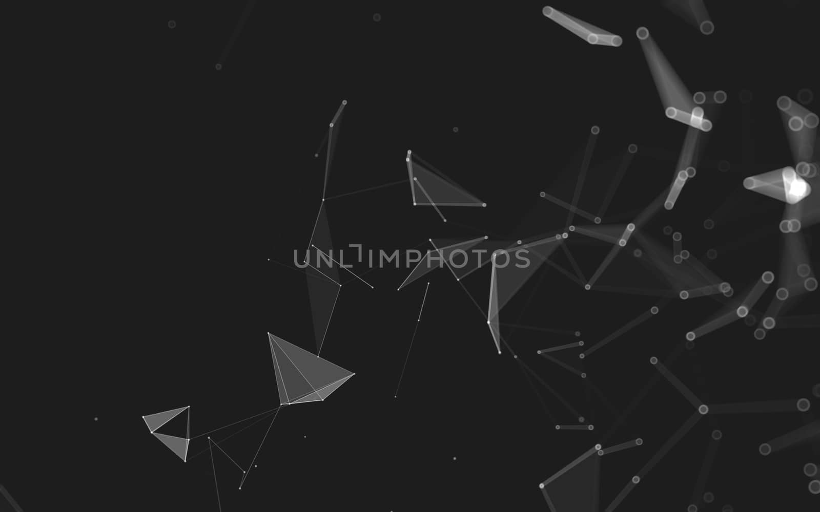 Abstract polygonal space low poly dark background with connecting dots and lines. Connection structure. 3d rendering