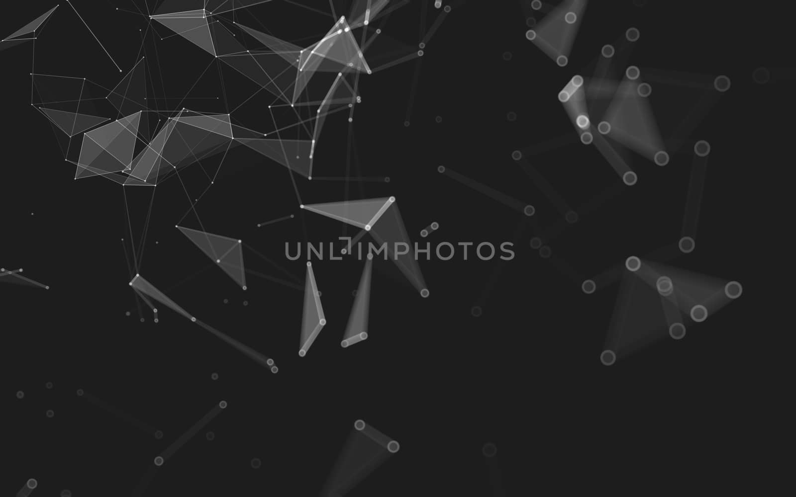 Abstract polygonal space low poly dark background with connecting dots and lines. Connection structure. 3d rendering