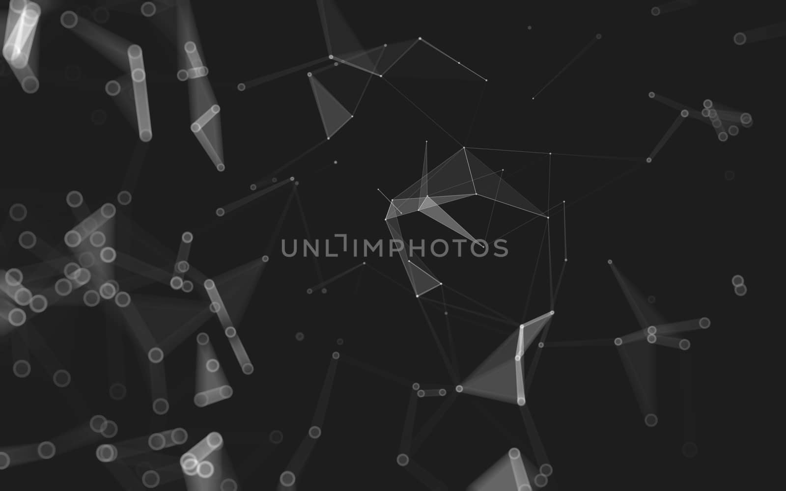 Abstract polygonal space low poly dark background with connecting dots and lines. Connection structure. 3d rendering