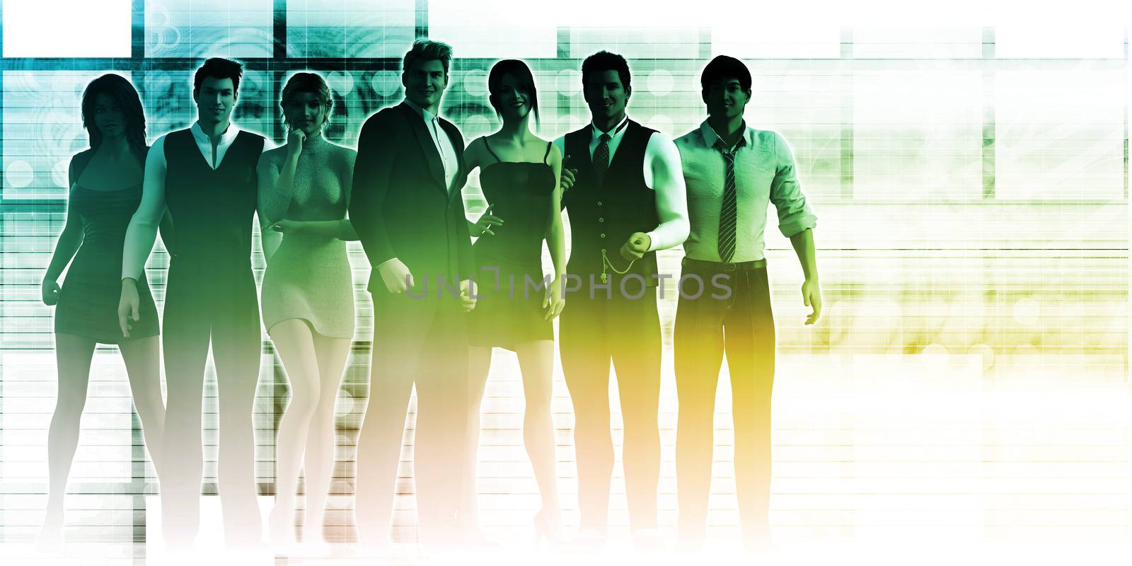 Confident Team of Professional Business People Smiling