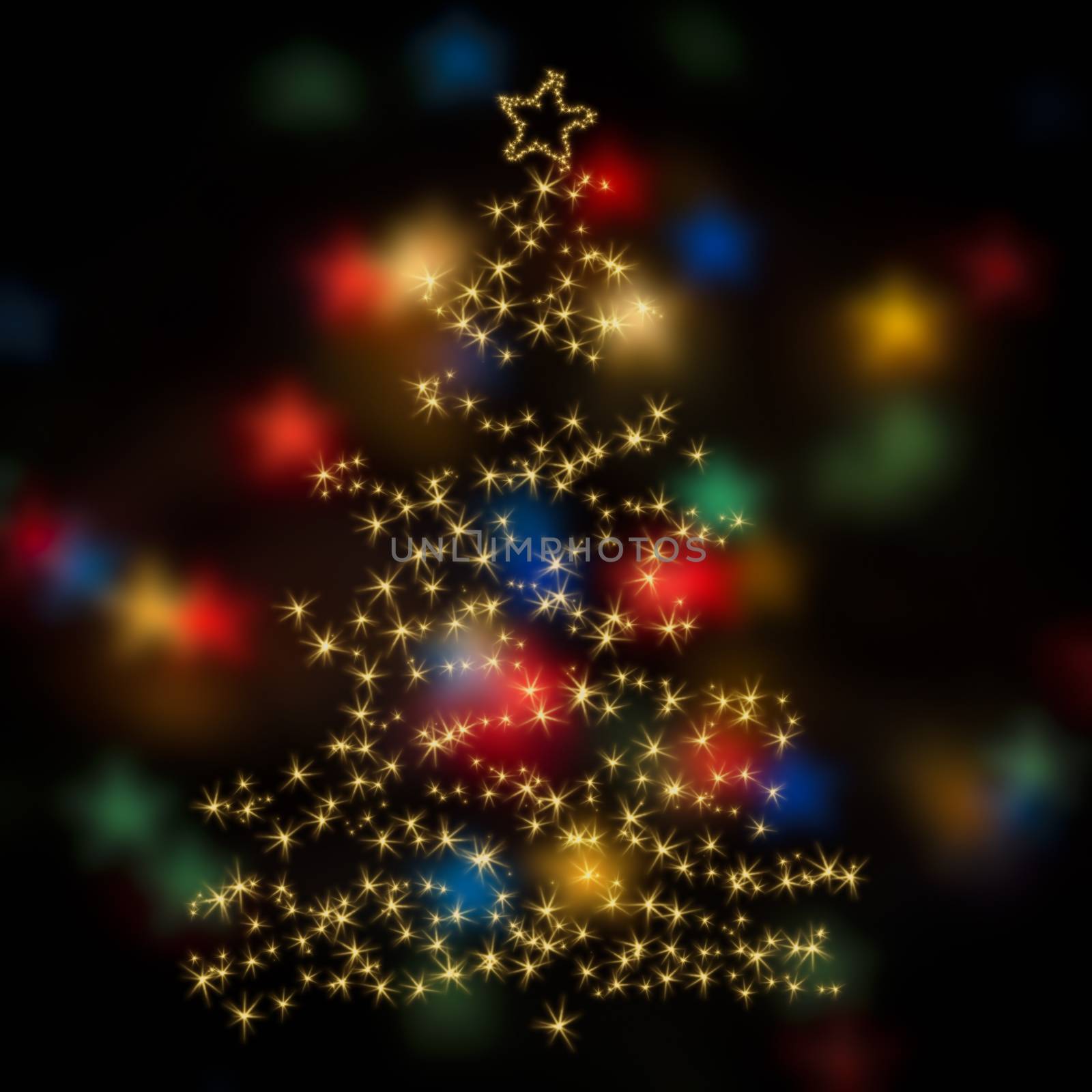 Beautiful Christmas background with Christmas tree, sparkle 